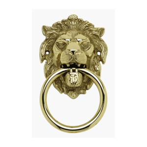 Battente "Leone con Anello" in Ottone Anticato 155 mm - Product Image 1