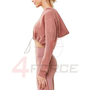 Moda de gran tamaño mujeres Sudadera con capucha de algodón polar francés Terry cremallera Crop Boxy Sudadera con capucha bordado impreso Streetwear sudadera - Product Image 3