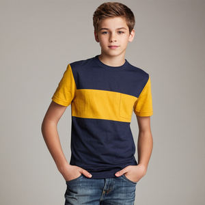 T-shirt d'été pour garçons, tissu en coton, coupe confortable, haut à manches courtes, vêtements tendance pour enfants, style décontracté, matière douce, respirant - Product Image 4