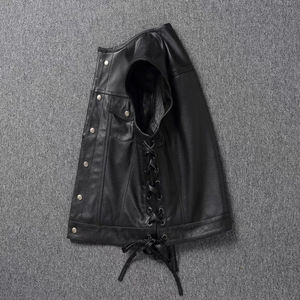 NUEVO Chaleco de Motocicleta para Hombre, 100% Algodón, Cuello en V, Corte Ajustado, Estilo Hip Hop, Ligero, Color Negro - Product Image 4