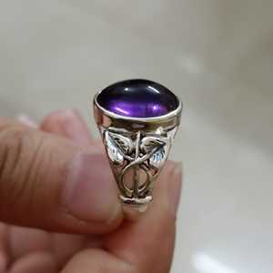 Handmade Amethyst Sterling Silver <b>Plain</b> <b>Ring</b> Natural Purple Gemstone Boho Statement Gift for Her Birthday Anniversary Christmas - Product Image 4