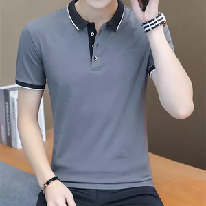 2023 hombres para polo único 100% algodón transpirable bordado Logo patrón sólido lona al por mayor - Product Image 5