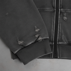 Sudadera con Capucha Personalizada, Estilo Desgastado, Lavado Ácido, Cierre de Cremallera, Alta Calidad, Corte Regular Informal, Invierno, 100% Algodón, con Pedrería - Product Image 2