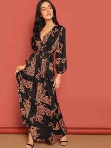 Meilleures ventes Nouveautés Arrivées Vente en gros Robe maxi en lin BSY Grande taille Imprimée Longue Femme Dame Robes élégantes Vêtements décontractés - Product Image 2