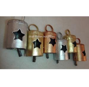 Vente en gros de cloches de vache en métal sonneries de vache en métal cloches de vache en fer fini cuivre antique cloches de vache porte-bonheur décoratives - Product Image 4