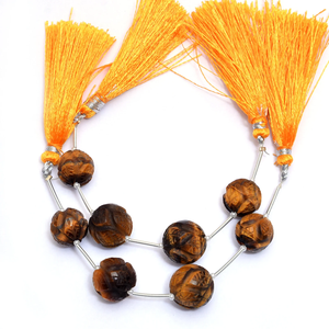 Cuentas redondas esmeriladas de ojo de tigre de 12mm-14mm, piedras preciosas naturales de ojo de tigre amarillo, cuentas sueltas semipreciosas para joyería. - Product Image 1