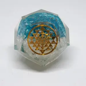 Meilleure vente cristal + aigue-marine pierre précieuse Orgone Dodecahedron fleur de vie guérison cristal équilibrage Chakra | Acheter Jilaniagate