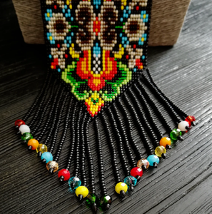 Beautifully Handmade Trendy <b>Long</b> Art Colorful Geometric Beadwork Tassel <b>Necklace</b> Boho Jewelry Seed Bead <b>Necklace</b> - Product Image 3