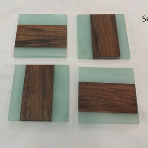 Solid Hardwood and Stone <b>Tea</b> <b>Coaster</b> Set Durable, Lightweight, and Custom Carved Wooden Drink <b>Coasters</b> with Branding Options - Product Image 1