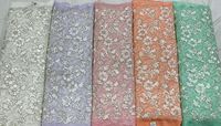 Tissu de broderie Georgette Viscose de qualité d'exportation indienne avec tissu de robe de désherbage à motif séquentiel