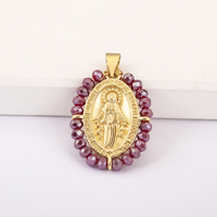 QIKU Vente en gros Notre-Dame du Perpétuel Secours Pendentifs en relief plaqués or, catholiques chrétiens, à perles, pour la fabrication de colliers