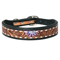 Collier pour chien en cuir véritable fait main, réglable, orné de bijoux, en acier inoxydable, durable, pour chiens de taille moyenne/grande, Pitbull