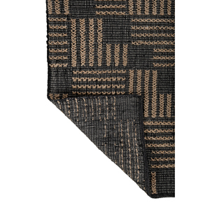 พรมปูพื้นลายเรขาคณิต Nomadic Threads รุ่น PDJT-223 ทำจากปอกระเจาและป่าน ทอแบบเรียบ สีเทาและสีดำ สำหรับห้องนั่งเล่น ห้องนอน และทางเดินของวัยรุ่น - Product Image 5