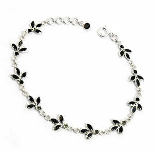 Amazing Silver <b>Bracelet</b> With Natural Black & White Cubic Zirconia Gemstone In Marquise & Round Cut Design In 925 Sterling Silver - Product Image 1