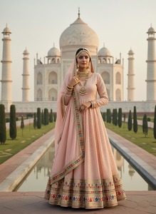 Robe Anarkali de haute qualité pour femmes, robe de mariée et de soirée de luxe, robe Anarkali avec broderie à la main, disponible à la vente - Product Image 6