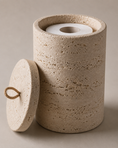 Support de papier toilette autoportant en travertin beige fait main, design moderne, pour hôtels, en pierre naturelle, pour salle de bain - Product Image 3