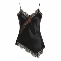 Robe de soirée asymétrique sans manches à col en V en dentelle vintage sexy pour femme, couleur unie, dos nu, coupe classique, idéale pour l'été