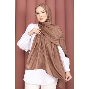 ผ้าคลุมไหล่ลายซิกแซกแบบจาการ์ด รุ่นทันสมัย ทำจากขนสัตว์ถักมือ สีแทน สำหรับชาวมุสลิม - Product Image 1