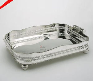 ถาดเสิร์ฟโลหะดีไซน์หรูหราสีทองลายตอก สำหรับโรงแรม บาร์ และร้านอาหาร - Product Image 5