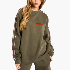 Sudadera de mujer de cuello redondo con logotipo bordado personalizado de alta calidad 100% algodón de talla grande sudaderas con capucha y sudaderas de mujer a granel - Product Image 2