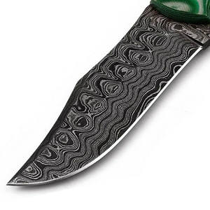 Jexmoo cuchillo de acero de Damasco hecho a mano con mango de madera de resina y Funda de cuero, regalo perfecto para acampar y cazar - Product Image 5