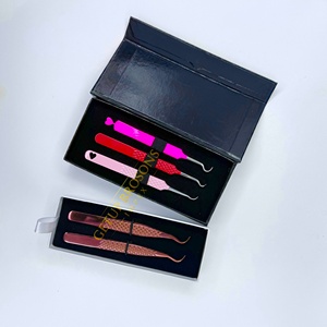 Cils en fibre de volume russe de précision anti-magnétique, pointe argentée, rose rouge, en acier inoxydable de haute qualité, 10 mm - Product Image 5