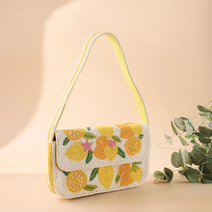 Sac à main en perles fait main pour femmes, sac de plage d'été, sac fourre-tout avec motif de fruits, vente en gros - Product Image 3