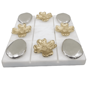 Juego de mesa de solitario Tablero de solitario de mármol natural con bolas de cristal Tablero de mármol redondo Rompecabezas de clavija azul - Product Image 4