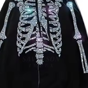 Sweat à capuche pour homme en tissu respirant, style pull, avec poche et strass, très vendu - Product Image 6