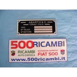 Accesorios para Vehículos FIAT 500 D FL R TARGHETTA RIASSUNTIVA DATI en METALLO TIPO ABARTH - Product Image 1