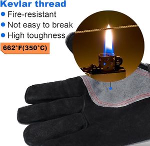 ถุงมือหนังบาร์บีคิวทนความร้อนและไฟถุงมือสำหรับงานเชื่อมสำหรับงานเจียรอบทำสวน - Product Image 3