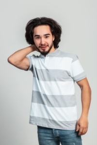 Polo à manches courtes gris pour homme, en coton tricoté, respirant, avec boutons, coupe classique, décontracté, couleur unie - Product Image 6
