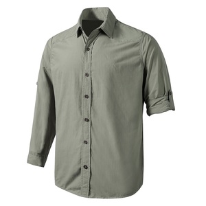 Camisa de pesca de manga larga con botones para hombre personalizada de algodón más vendida, camisas de pesca al aire libre con protección solar UV de secado rápido - Product Image 5