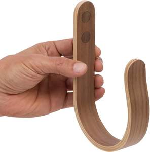 2 X Wood Curtain Holdbacks Plywood Drapery <b>U</b> Shaped Hook Tiebacks for Wall (Walnut) - Product Image 6