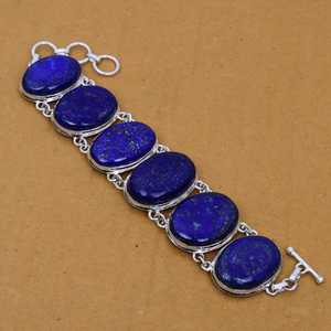 Pulsera de mujer chapada en rodio de plata de ley 925 personalizada, joyería fina de diseñador hecha a mano, compromiso de lapislázuli Natural - Product Image 3