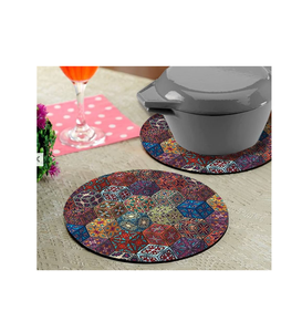 Factory Supply Office Hotel Printed MDF <b>Trivet</b> Water Super Absorbent Cup Handmade Design Round MDF Printing <b>Trivets</b> - Product Image 2