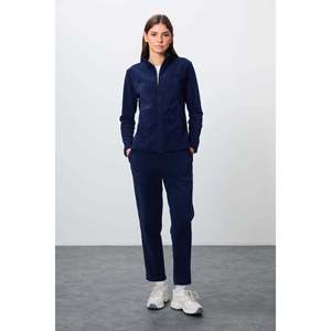 Ensemble de survêtement en molleton à col montant oversize pour femme TommyLife, coupe droite classique, bleu marine, modèle 95339 - Product Image 4