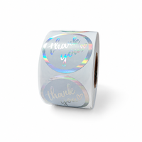 Rollo de Etiquetas Adhesivas Iridiscentes con Holograma de Agradecimiento, Etiquetas de Sellado de Papel Metálico Impermeables Personalizadas para Empaquetado de Marca, Promoción, Suministro al por Mayor