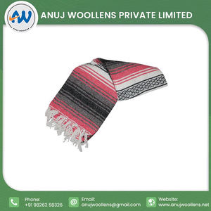 Manta de muselina de algodón orgánico personalizada, auténtica mezcla de acrílico y tejida a mano, manta Falsa mexicana a la venta - Product Image 4