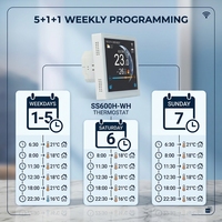 Termostato Inteligente WiFi con Pantalla Táctil Flexible para Oficina en Casa, 16A, Calefacción por Suelo Radiante Eléctrico, Calefacción por Suelo Radiante de Agua, Caldera de Gas