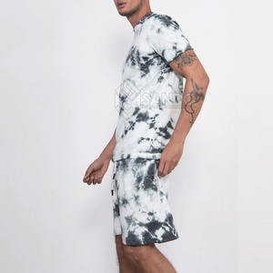 Ensemble t-shirt et short en coton pour hommes, style unique et simple, ensemble t-shirt et short décontractés pour hommes avec cordon de serrage - Product Image 2