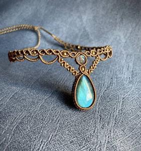 Collar de Macramé Vintage HARI OM CREATIONS, Última Llegada, Hecho a Mano, con Bisel Mixto, Forma de 8 mm, Colgante con Cadenas de Plata, IGI - Product Image 3