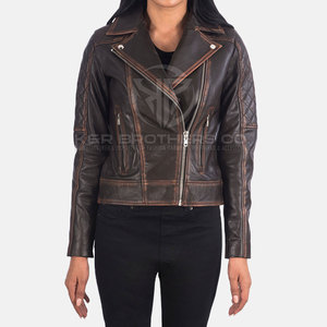 Chaqueta de cuero genuino para mujer, abrigo cálido, prendas de vestir exteriores elegantes para motocicleta, chaqueta de cuero a la moda para mujer - Product Image 2