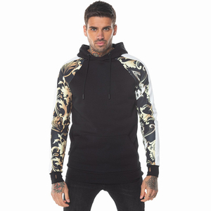 Sudadera con capucha para hombre, con Panel impreso, tres colores, OEM, fabricante, bolsillo canguro, venta al por mayor - Product Image 4