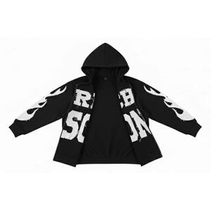 เสื้อมีฮู้ดแบบสวมศีรษะมีซิปรูด100% ผ้าฝ้ายลายกราฟิกแบบเปลวไฟและการเขียนแบบมีความสุขในไม่ช้าสำหรับทุกเพศ - Product Image 6