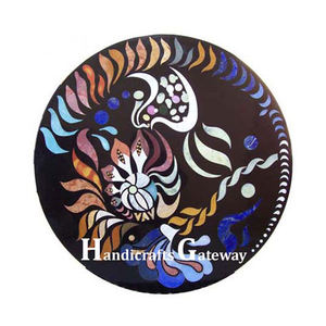 Encimera decorativa de los mejores muebles para el propósito más vendido, hermosa mesa con incrustaciones de forma redonda de mármol negro hecha a mano - Product Image 1