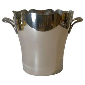 Seau à glace pour accessoires de bar Argenterie Refroidisseur de vin en métal plaqué avec poignée Pot de congélateur à champagne non électrique en vente - Product Image 5