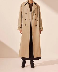 Abrigos de sarga de mezcla de algodón de primera calidad personalizados de fábrica, abrigos largos informales con doble botonadura, gabardina para mujer y hombre - Product Image 1