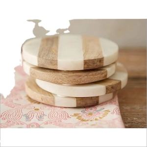 Creative Acacia Wood and Epoxy Resin <b>Round</b> Coaster Tea Cup <b>Mat</b> for <b>Table</b> Decoration Durable Wood and Resin <b>Mats</b> & Pads - Product Image 1