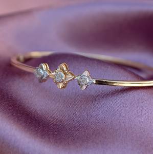 Bracelet en diamant naturel Bracelet manchette en or jaune 14 carats Bijoux en diamant véritable élégant Cadeau d'anniversaire pour elle - Product Image 5